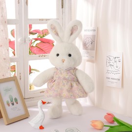 Apricot Lamb Sweet Bunny Soft Cute Plushies Toy for Kids, Cuddly Stuffed Animal for Baby Girls and Boys, Fluffy Sweet Bunny White 11.5 Inches