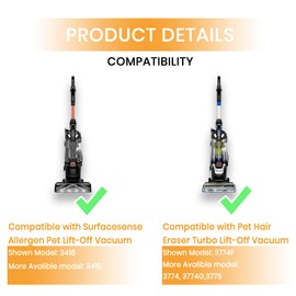 FORHOGAR Replacement Belts for Bissell Pet Hair Eraser Turbo Lift-Off Vacuum 3774, 3774F, 3774G, 3775, 3418, 3415, 27909 Series, Replace Parts (Pack of 2)