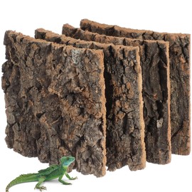 Homoyoyo 4PCs Natural Cork Bark Reptile Background Decor - Realistic Tree Bark Tank Wall Climbing Decor for Gecko Lizard Bearded Dragon Terrarium - 5.89X5.89X0.79In Habitat Enhancement