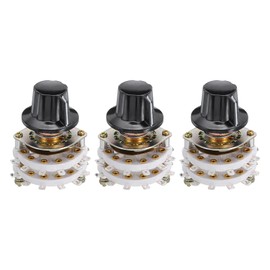 sourcing map 2P8T Rotary Switch 2 Pole 8 Position Band Selector 2 Deck for TV Radio Home Machine 3 Pcs