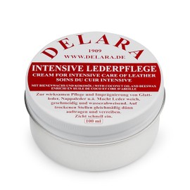 Delara Intensive Leather Care Cream, 75 ml – Impregnates and Protects Leather, Very Effective Formula with High-Quality Coconut Oil and Beeswax, Made in Germany