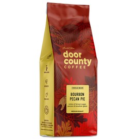 Door County Coffee Bourbon Pecan Pie Flavored Coffee Whole Bean | 8oz Bag | Fall Seasonal Coffee | Medium Roast | 100% Specialty Arabica Coffee | Brown Sugar, Sweet Butter, Pecans, Bourbon Coffee