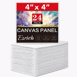 ESRICH 4x4IN Small Canvases for Painting, 24 Pack Mini Canvas Boards Cotton Painting Canvas Primed Acid Free Mini Blank Canvas Panels for Oil Paint,Watercolor,Acrylic Paint,Gouache&Tempera.