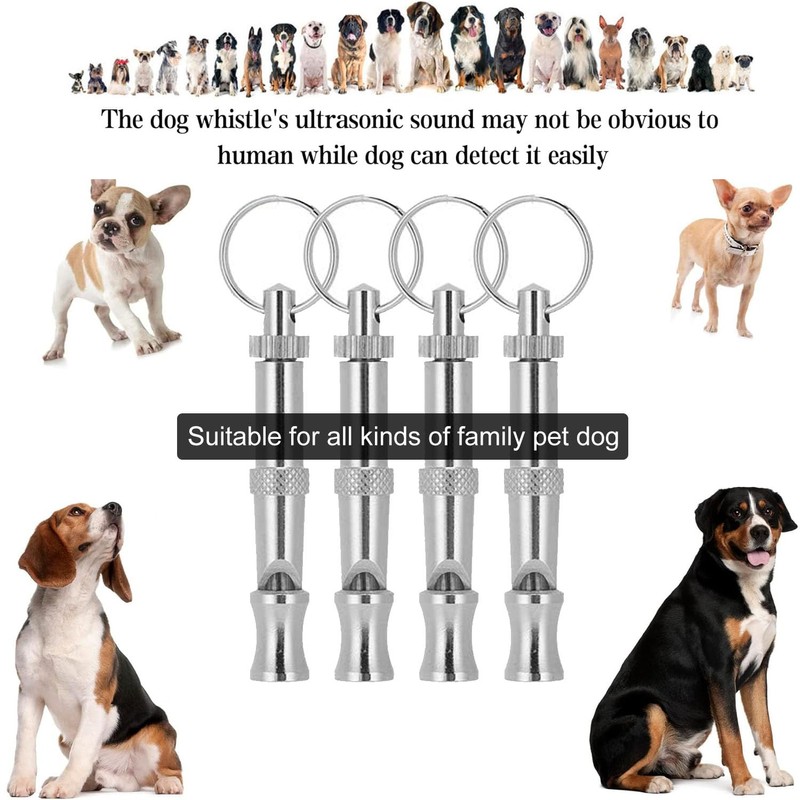 4 Pack Dog Training Whistle, Adjustable Ultrasonic Silent Dog Whistle,