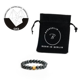 BERGERLIN Genuine Natural Stone Ring with Gold Pearl – Ring for Men and Women – Certification of Authenticity, Natural stone, natural stone