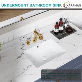 18 Inch Undermount Bathroom Sink Small Rectangle Undermount Sink White Ceramic Under Counter Bathroom Sinks with Overflow (18.3"x13.8")