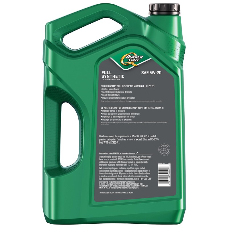 Quaker State Full Synthetic 5W-20 Motor Oil, 5 Quart (3