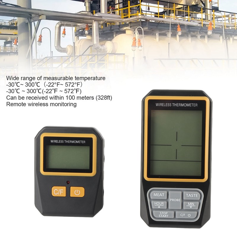 Wireless BBQ Thermometer Digital Remote Kitchen Meat Food Cooking 328ft