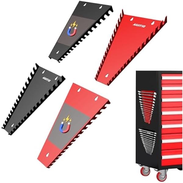 4 Pack Magnetic Wrench Organizer, 64-Slot Magnetic Wrench Organizer Tray