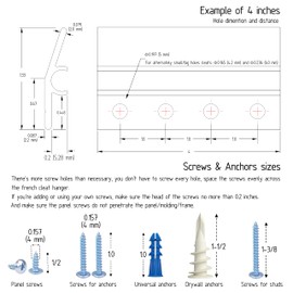 Heavy Picture and Mirror Hangers, French Cleat Hanger Heavy Duty with Hanging Hardware, Z Clips Flush Wall Mounting Brackets for Mirror, Headboard, Shelves & Cabinets - 6 Inch 3 Pairs 70 lbs