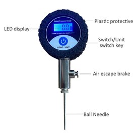 Vbestlife Ball Pressure Gauge with Accurate Pressure Gauge and Digital LCD Display for Football Basketball Volleyball Rugby