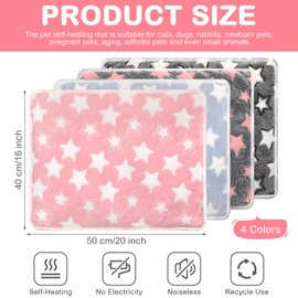 Clysee 4 Pack Self Heating Cat Bed Cat Self Warming Pad with Removable Cover Extra Warm Thermal Pet Pad Washable Pet Crate Mat Anti Slip Kennel for Indoor Outdoor Pets(Star,16 x 20 Inches)