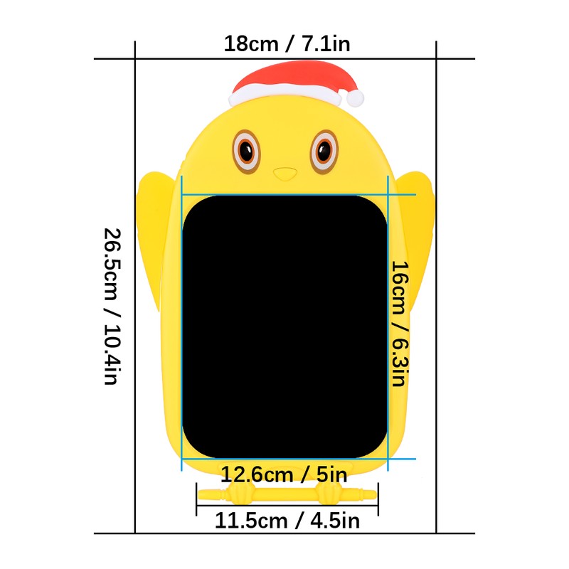 LCD Writing Tablet Christmas Hat Cartoon Owl Shape Children Yellow