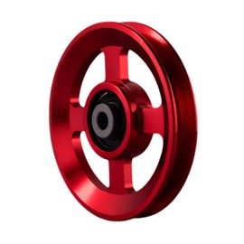 Ezweiji Idler Pulleys, Aluminium Alloy Pulley Fitness Rope Pulley Fitness Equipment Replacement Part for Home Gym, Sports Equipment, Garage Door Roller Systems (Red 114-115 mm)