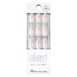 Dashing Diva Nailbliss Glazed Donut Gel Manicure Set - French Glaze - Salon Quality, Easy to Apply and Chip Resistant - Contains 30 Medium Length, Almond Shaped, Glue On Gel Nails