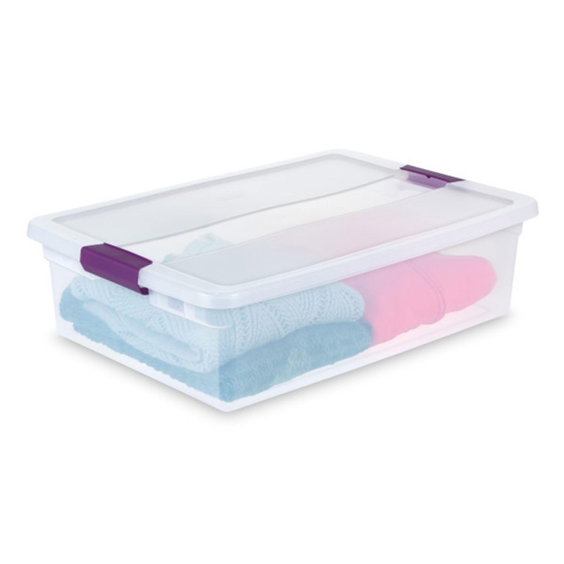 Sterilite 32 Qt ClearView Latch Storage Box, Stackable Bin with
