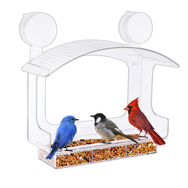 Gbekery Window Bird Feeder with Strong Adhesive Suction Cups, Clear