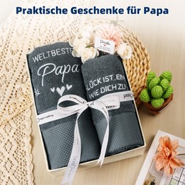 Giftota Papa Gift 2-Piece Towel Set 100% Cotton Embroidered Towels Grey, Gifts for Dad for Birthday Christmas - Bath Towel 50 x 100 cm + Hand Towel 35 x 75 cm