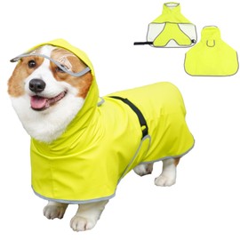 Luccalily Dog Rain Jacket with Hood, Waterproof Dog Raincoat, Adjustable Belly Strap Protection, Lightweight Poncho (X-Small, Light Green)