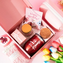 21st Birthday Gifts for Her,Turning 21 Year Old Unique Happy Birthday Gift Baskets for Girls,Relaxation Spa Bath Tumbler Gift Set, Funny 21 Gifts Ideas Box for Best Friends Mom Wife Sister Women