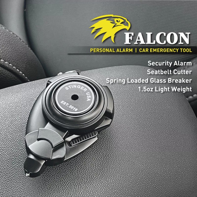 Stinger Falcon Personal Alarm Car Emergency Tool, Spring-Loaded Glass Breaker,
