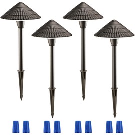 LEONLITE Low Voltage Landscape Lights, 3W 12V Pathway Lighting Wired, IP65 Waterproof Light for Yard Lawn, ETL Listed, Bronze Aluminum Housing, 5000K Daylight, Pack of 4