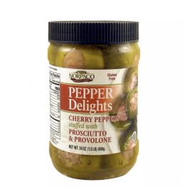 Norpaco Prosciutto and Provolone Stuffed Green /Red Cherry Peppers 24 oz in Oil
