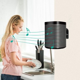 WALI Soporte para Bocinas, Soportes de Estante de Montaje para Altavoces de Sonido Envolvente con Inclinación y Giro, Soporta hasta 3.5 Kg, Paquete de 4, Negro (SWM402)