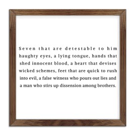 BRUYU5SE Seven That Are Detestable to Him Haughty Eyes Framed Wood Signs Wood Hanging Sign Retro Saying Quotes Home Family Wall Decorative For Office Bedroom Living Room Home 7x7in