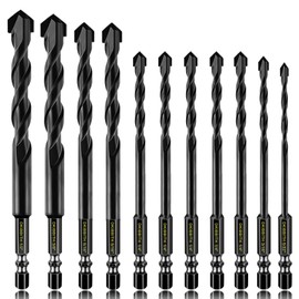 11-pc Masonry Drill Bits Carbide Concrete Drill Bit Set for Stone Tile Brick Ceramic Glass Metal Sheet Plastic and Wood, Quick Change 1/4" Hex Shank, Size 5/32” 3/16" 1/4" 5/16" 3/8" 1/2" with Case