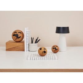 Spring Copenhagen Kiss Wooden Emoji Ball | Wooden Figure | Diameter 7 cm | Home Decoration | Nursery Jewellery | Wood (FSC Oak) | Spring Emotions Collection | Design by mencke&vagnby