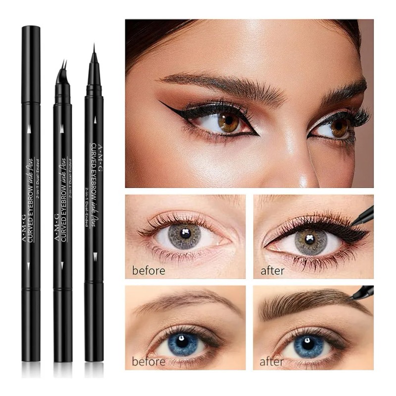 Delineador De Ojos & Lapiz Para Cejas 2in1-36h Con 2
