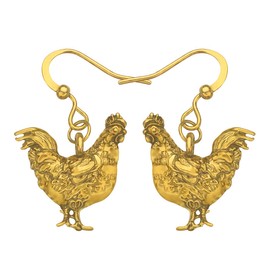 NEWEI Enamel Hen Chicken Earrings Dangle for Women Girls Chicken Lovers Jewelry Gifts Charms (Vintage Gold Plated)