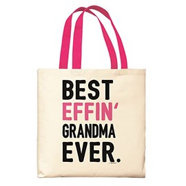 Great Grandma Gifts Best Effin Grandma Ever Gift for Grandma Pink Handle Small Canvas Tote Bag