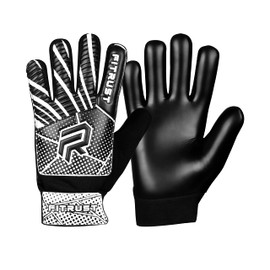 Fitrust Football Goalkeeper Gloves with Super Grip 3mm Latex & Protection Palms Soccer Goalie Gloves for Kids Children Youth (Black, 7)