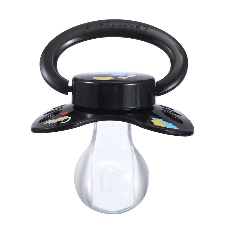 Landofgenie Adult Size Printed Dummy Large Teat Shield Dummy Black