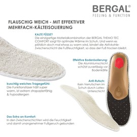 BERGAL THERMO TEC Footbed 1 Pair Winter Soles with Foot Bed with Aluminium Cold Insulation, Winter Insoles with Multiple Cold Insulation, Shoe Insoles, Thermal Sole, beige