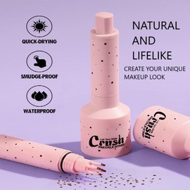 Five-Point Freckle Stamp & Liquid Micro-Powder Freckle Pen - Realistic Natural Freckles Makeup Tool with Special Sponge, Waterproof & Long-Lasting for All Skin Tones,#DEEP