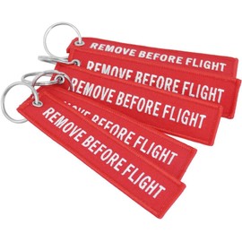 DayCount - Llavero bordado con texto en inglés"Remove before flight" (5 unidades), Rojo, 5.1 x 1.2 inch