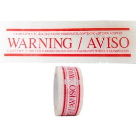 T.R.U. PP20W-C Pre-Printed Clear Carton Sealing Tape with Red Lettering - "Warning/Aviso", Acrylic Water Based Adhesive, 2 in. x 110 yds in Length, 2mil (Pack of 1)