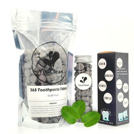 YouClean Refill Pack - 365 Toothpaste Tablets - Natural Remineralization & Whitening with Nano Hydroxyapatite - Travel or Daily Use - Fluoride Free (Mint365)