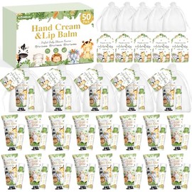 KONEUK Paquete De 50 Cremas De Manos Y Bálsamos Labiales A Granel, Regalos Para Baby Shower Y Despedida De Soltera, Con Tarjeta De Agradecimiento Y Bolsas De Organza, Regalos De Cumpleaños Y Agradecim