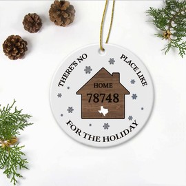 New Home for Christmas, Zip Code Christmas Ornament 78748 Austin Texas Ornament Housewarming Gift - No Place Like Home for the Holidays TX Ornament 3" Plastic Flat