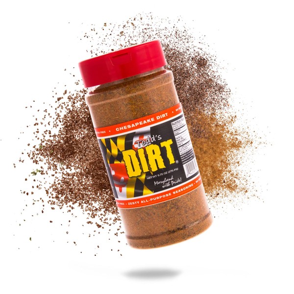 Todd's DIRT - Chesapeake DIRT Large 9.75 oz Bottle Seafood All Purpose Seasoning and Zesty Rub that’s GREAT ON EVERYTHING, Gourmet Seafood Seasoning, 100% All Natural With No MSG & Gluten-Free, 9.75 oz