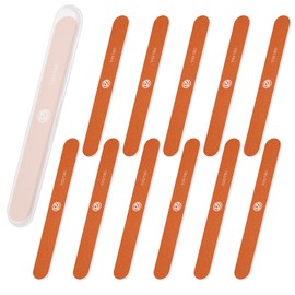 D Nail Files 100/180 Grit Double Sided Emery Boards for Acrylic & Natural Nails, Reusable Beige Nail File Set with Portable Travel Case, Washable Nail Buffers for Manicure Pedicure Care