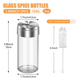 2Pcs 3 Oz (90 ml) Salt and Pepper Shakers Set with Adjustable Pour Holes, Salt Shakers for Kitchen, Stainless Steel Seasoning Containers, Dispenser Spice Jars for Table (2)