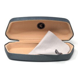 Glare Guard Hard Shell Protective Case for Eyeglasses, Sunglasses - Men, Women & Kids - Cleaning Cloth Large Frame Storage (Gray)