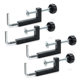 POWERTEC 71004-P2 Universal Fence Clamp, 4 PK, For Table Saws, Router Tables, Clamping Squares, Drill press tables, Mitre Saws, With 3/8" Rod