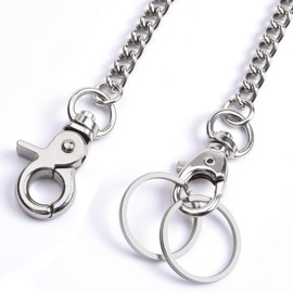 Wallet Chain, Wisdompro 16 inch Heavy Duty Pocket Keychain and 2 Keyrings for Keys, Wallet, Pants, Belt Loop, Purse and Handbag