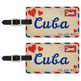 Graphics & More Air Mail Postcard Love for Cuba Luggage Suitcase Carry-on Id Tags, White